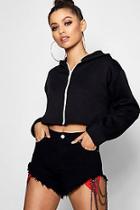 Boohoo Lauren Crop Raw Hem Hoody