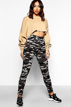 Boohoo Camo Knitted Leggings