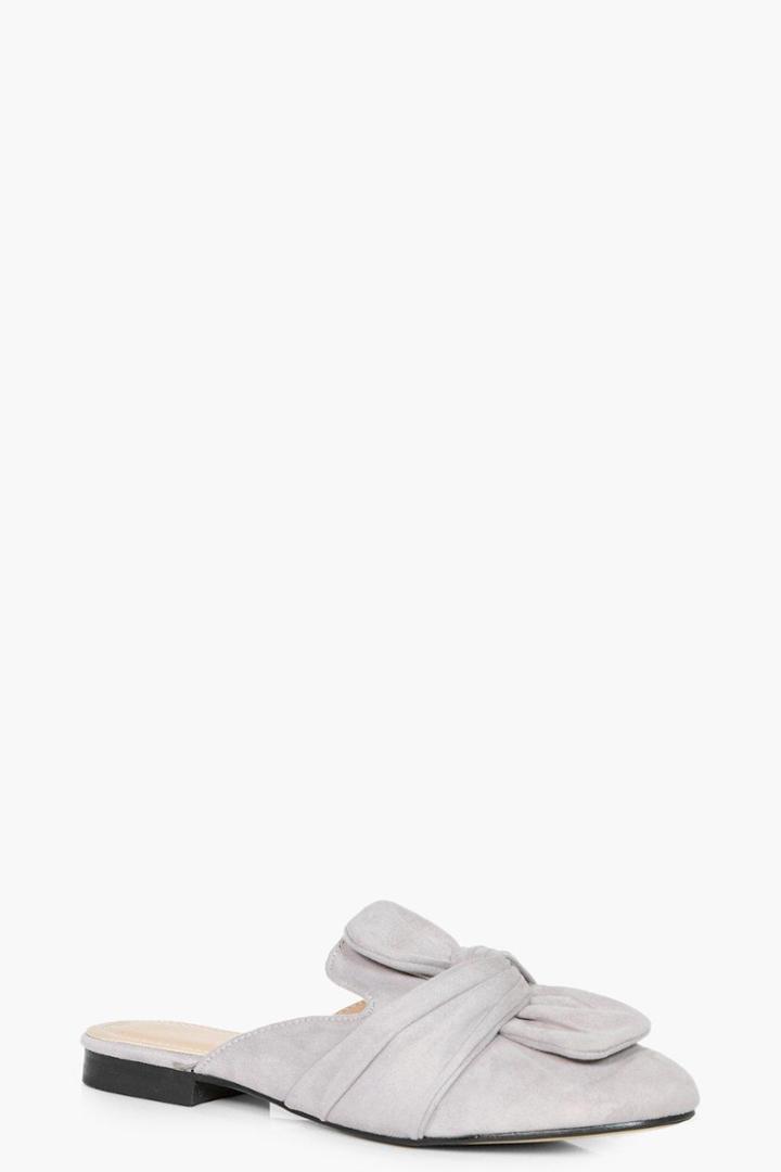 Boohoo Megan Knot Front Mule Loafer Grey