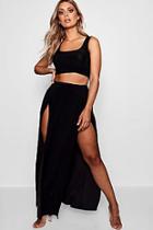 Boohoo Plus Fifi Slinky Double Slit Maxi Skirt