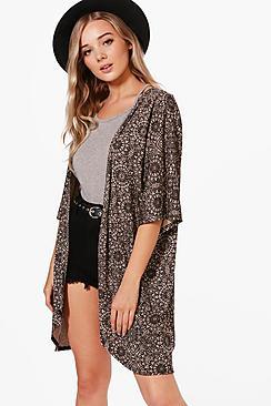 Boohoo Emily Printed Jersey Kimono