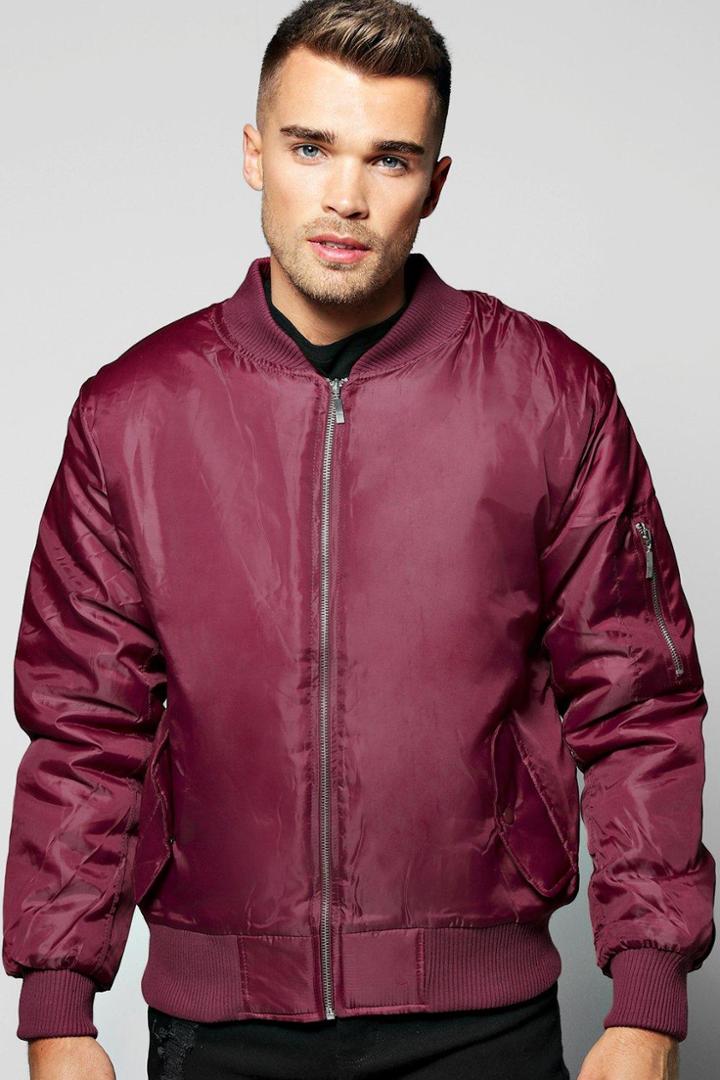 Boohoo Ma1 Padded Bomber Jacket Wine