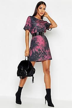 Boohoo Tie Dye Oversized T-shirt Dress
