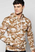 Boohoo Over The Head Camo Washed Hoodie Sand