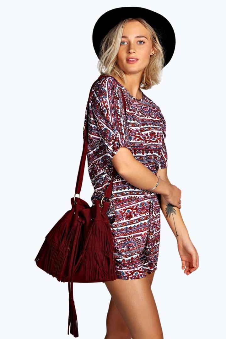 Boohoo Vicki Paisley 3/4 Sleeve Playsuit Multi