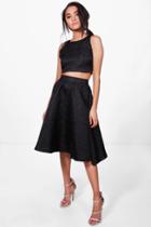 Boohoo Petite Lola Jacquard Premium Skirt Co-ord Black