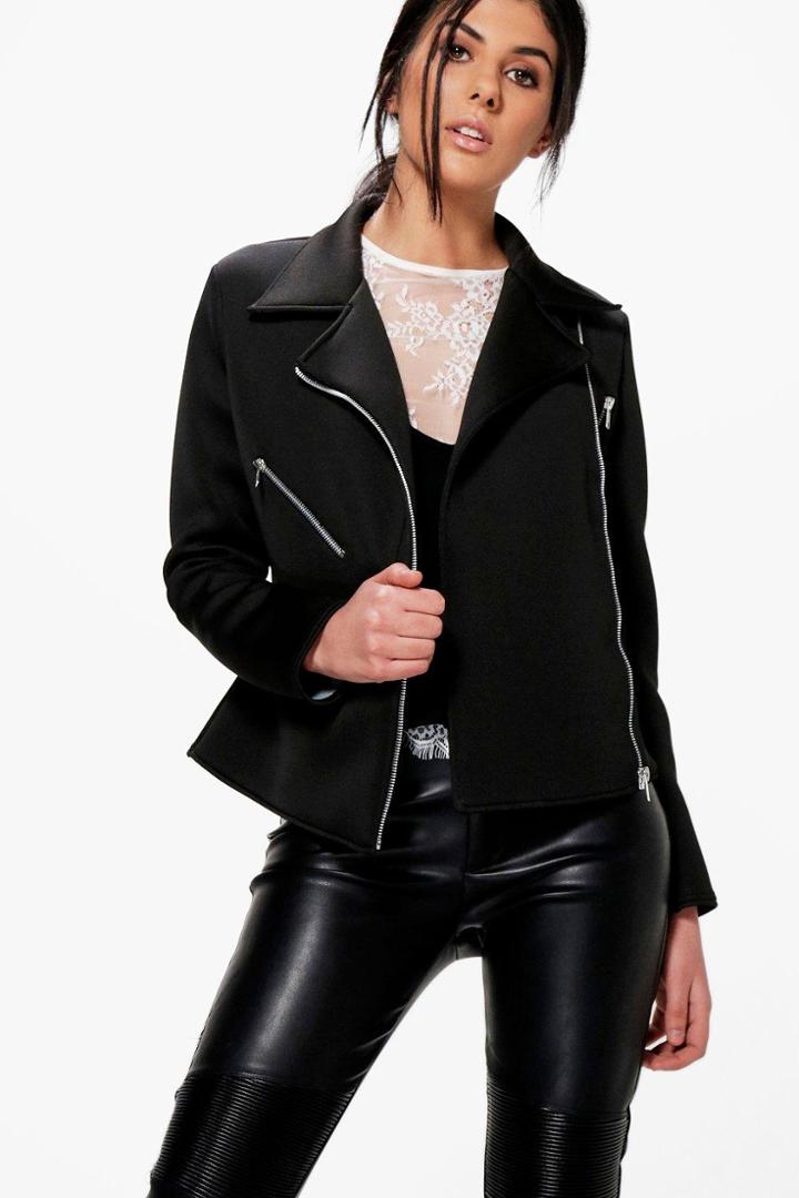 Boohoo Evelyn Structured Biker Jacket Black