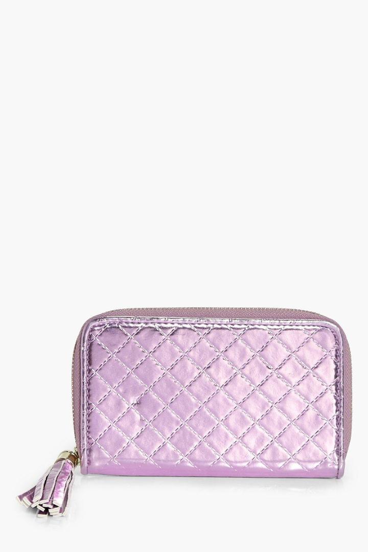 Boohoo Millie Quilted Ziparound Purse Pink