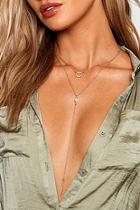 Boohoo Diamante Circle And Bar Plunge Necklace