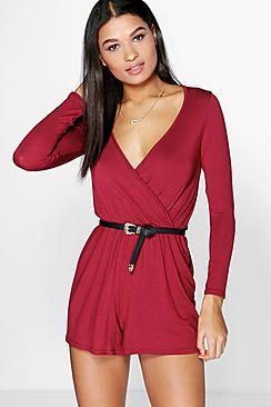Boohoo Aveline Wrap Over Playsuit