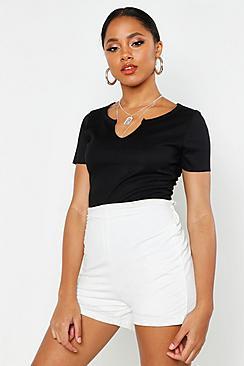 Boohoo Basic Rib Notch Front T-shirt