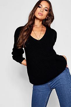 Boohoo Tall Oversized V Neck Jumper