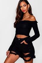 Boohoo Tall Hannah Frill Hem Shirred Crop Top