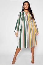 Boohoo Plus Woven Stripe Midi Dress