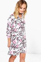 Boohoo Lauren Printed Floral Shirt Dress