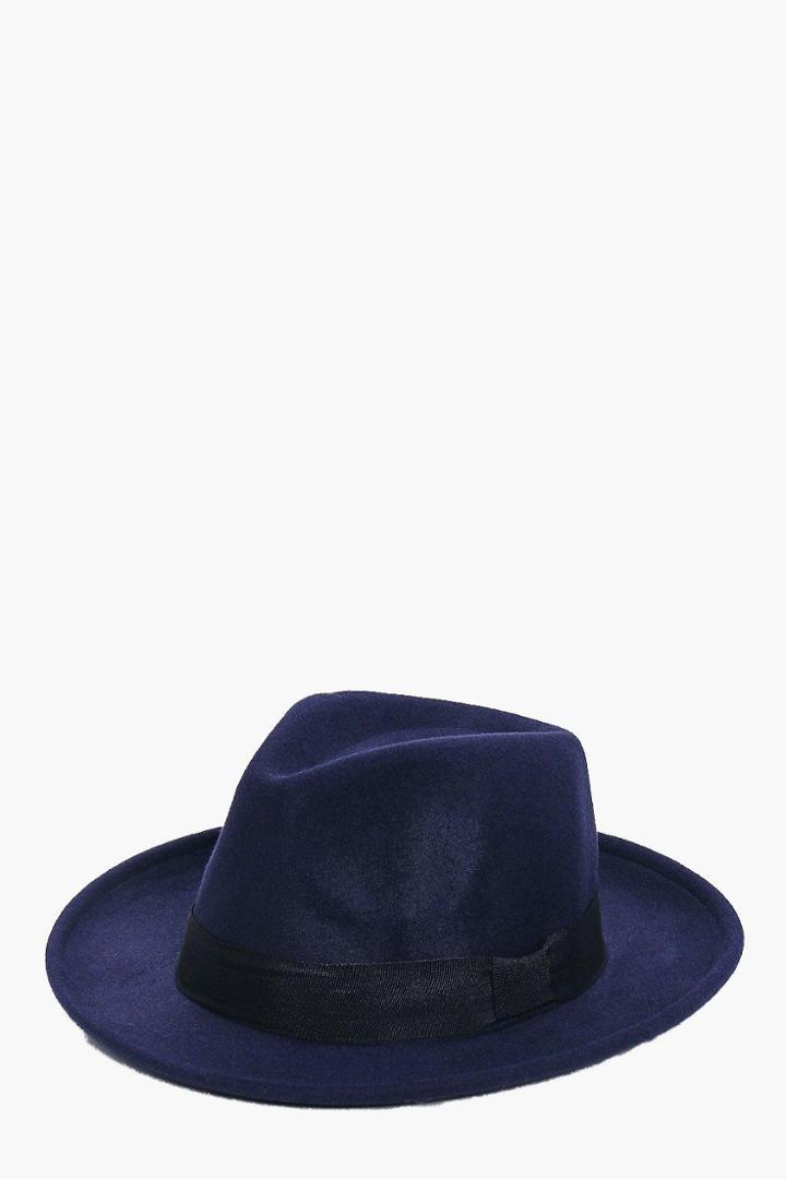 Boohoo Rebecca Trilby Hat Navy