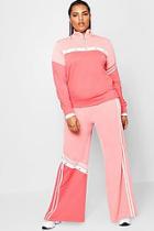 Boohoo Plus Stripe Popper Wide Leg Trouser