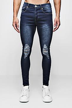 Boohoo Super Skinny Jeans With Heavily Distressed Knees