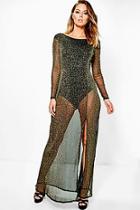 Boohoo Hedda Metalic Maxi Dress With Bodysuit