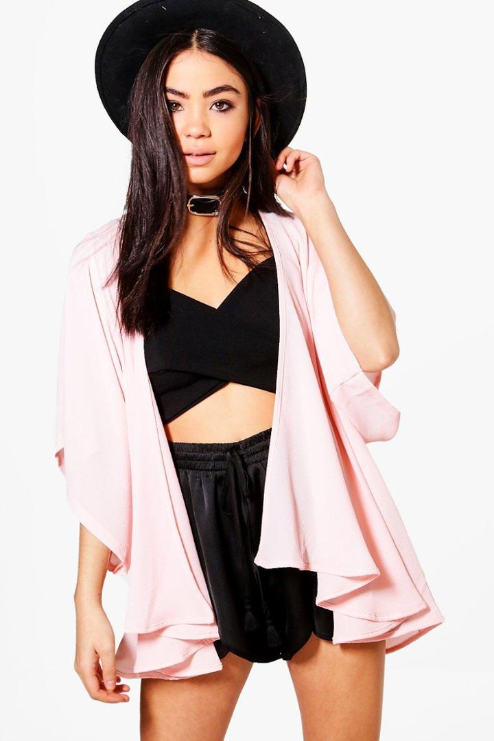 Boohoo Ava Crepe Kimono Nude