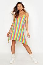 Boohoo Rainbow Stripe Swing Dress