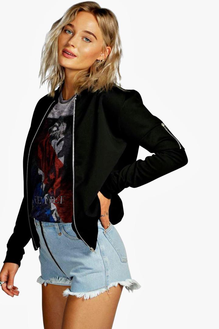 Boohoo Megan Scuba Ma1 Bomber Black