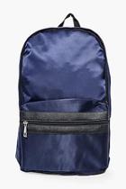 Boohoo Navy Nylon Backpack With Contrast Trim