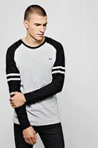 Boohoo Long Sleeve Raglan With Sleeve Stripes