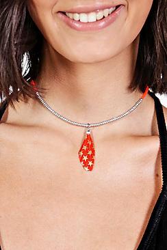 Boohoo Molly Feather Detail Choker
