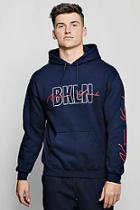 Boohoo Brooklyn Chest And Sleeve Print Hoodie