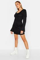 Boohoo Corset Detail Flared Sleeve Mini Dress