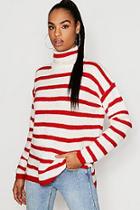 Boohoo Tall Stripe Turtle Neck Jumper