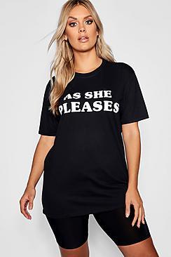 Boohoo Plus As She Pleases Oversized T-shirt