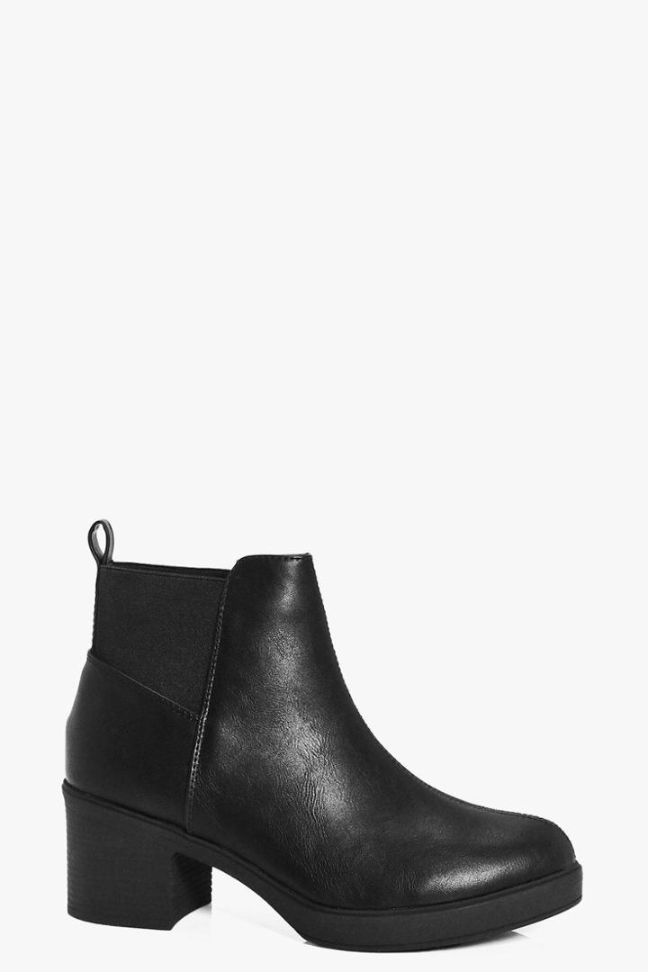Boohoo Katie Chunky Chelsea Boot Black