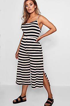 Boohoo Plus Nicola Striped Culotte Jumpsuit