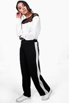 Boohoo Petite Eve Contrast Panel Wide Leg Relaxed Trouser