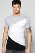 Boohoo Muscle Fit Spliced T Shirt Grey