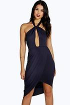 Boohoo Allison Cross Front Wrap Skirt Midi Dress