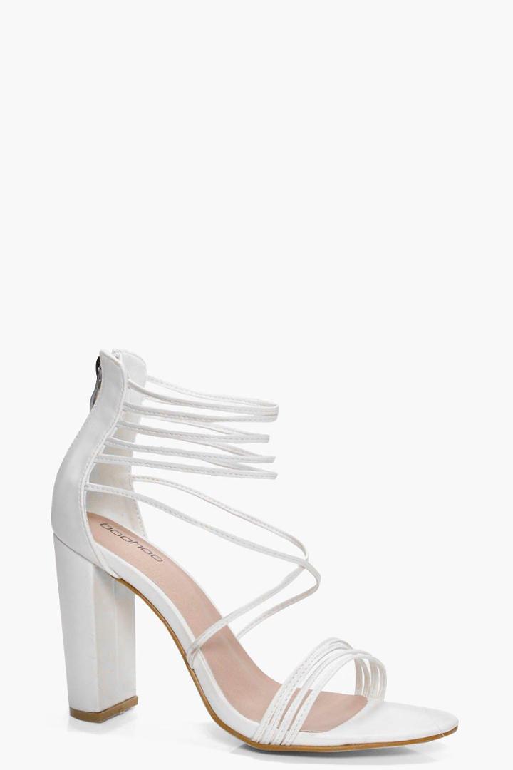 Boohoo Imogen Multi Strap Block Heel White