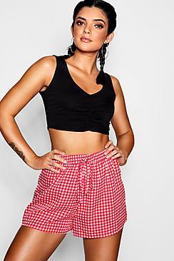 Boohoo High Waist Gingham Shorts