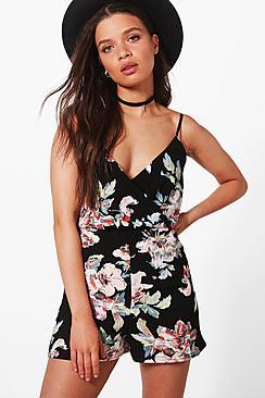 Boohoo Christine Floral Print Playsuit