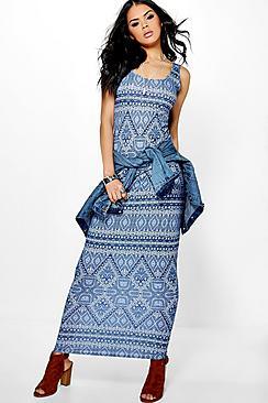 Boohoo Tammy Sleeveless Printed Maxi Dress