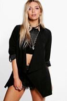Boohoo Jackie Suedette Collared Festival Jacket Black