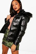 Boohoo Rebecca Padded Jacket With Detachable Hood