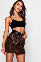Boohoo Coloured Leopard Print Denim Mini Skirt