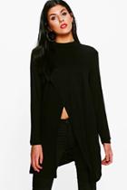 Boohoo Alexia Long Sleeve Wrap Front Top Black