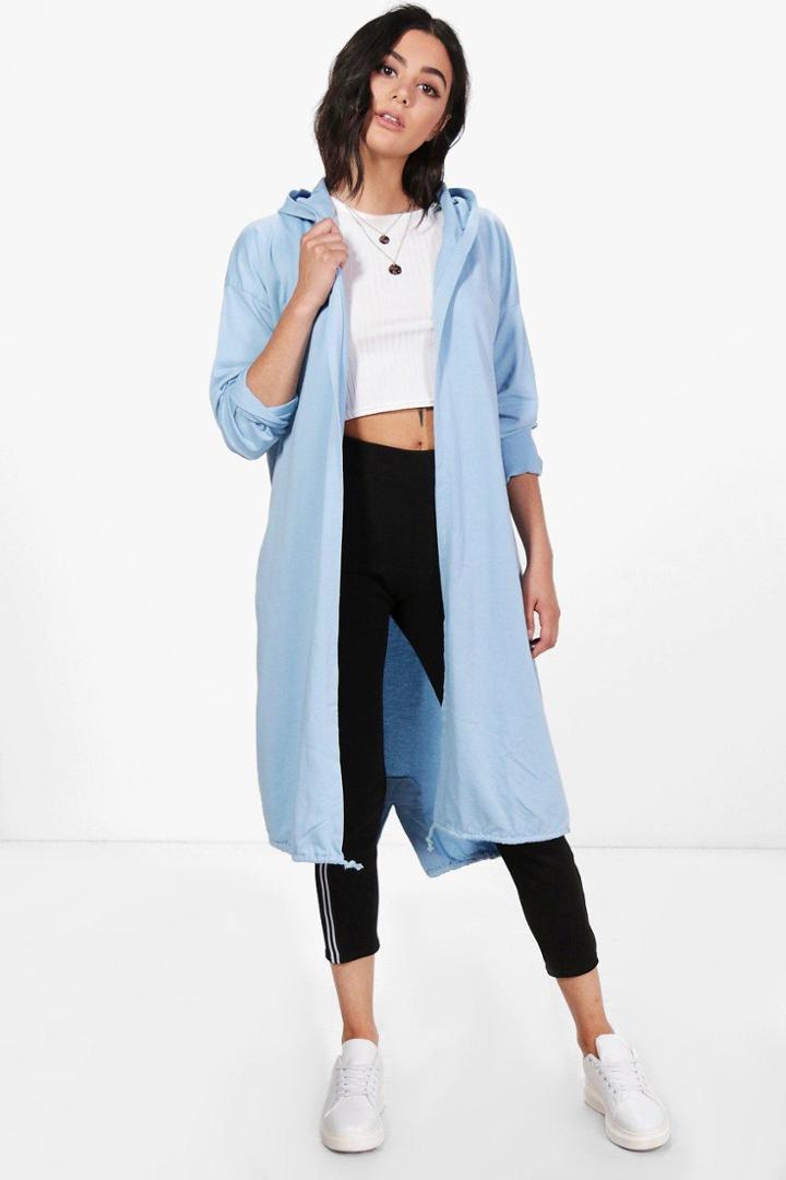Boohoo Eleanor Maxi Lightweight Festival Jacket Blue