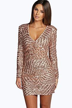 Boohoo Boutique Sue Sequin Panelled Bodycon Dress