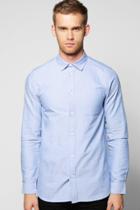 Boohoo Long Sleeve Oxford Shirt Blue