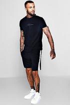 Boohoo Man Signature Velour Tee And Short Set With Tape
